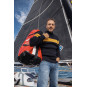 Pull marin Royal Mer X Guy Cotten Rayé marine/Jaune porté + sac