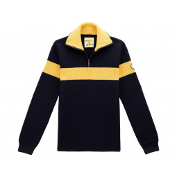 Pull Camionneur Royal Mer X Guy Cotten rayé marine/jaune