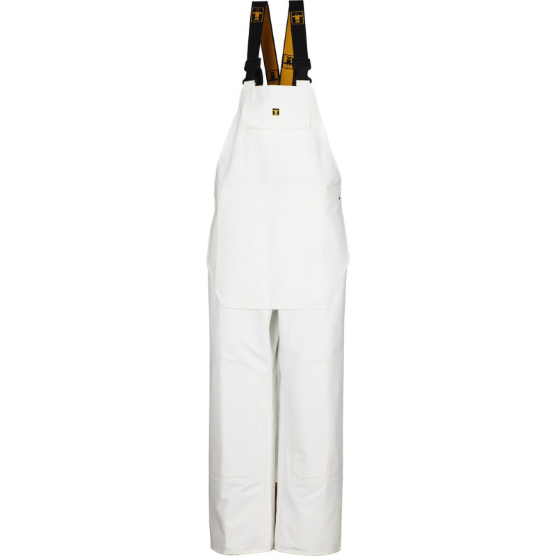 Waterproof bib and braces with apron - white